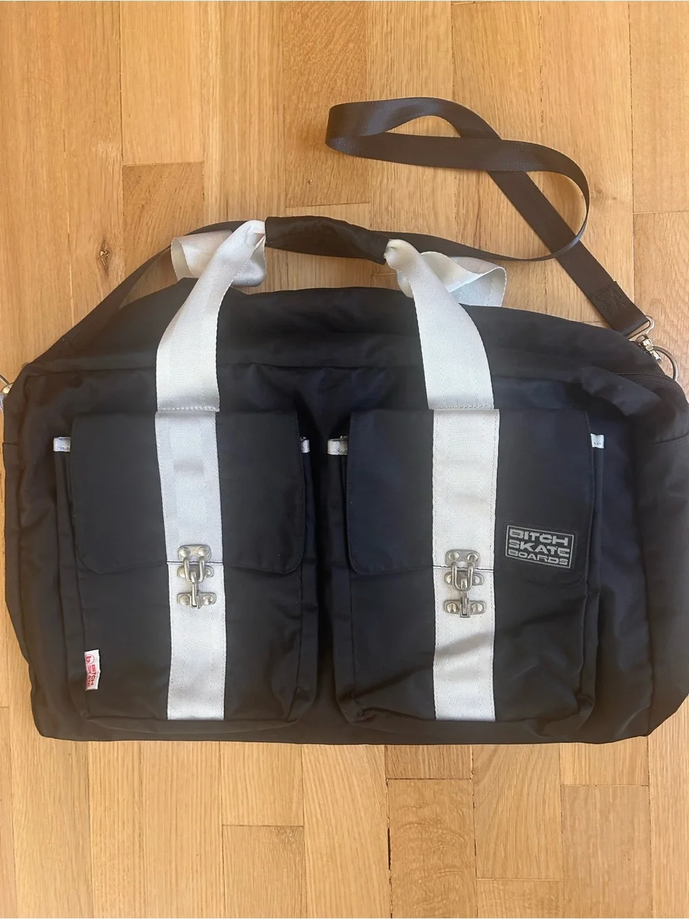 B Skateboards Utility/Helmet Shoulder Bag in Black and White Vintage Y2K